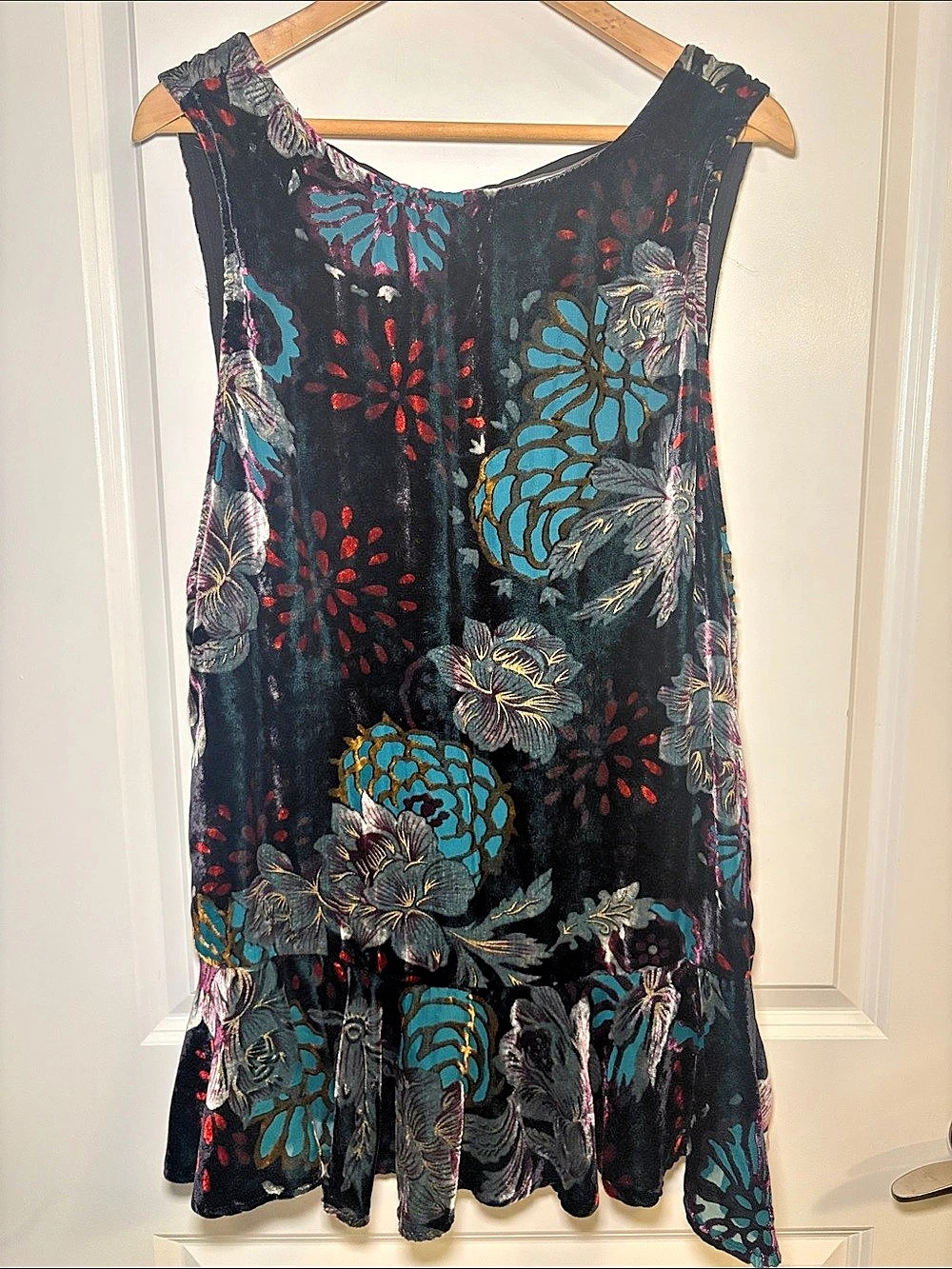 Free People Floral Velvet Foliage Mini Dress Size Small